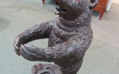BLACK FORREST, a carved Bear stick stand, 40" height...