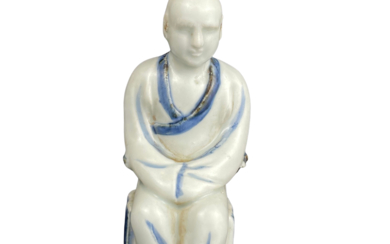 青花釉雕 和尚 BLUE AND WHITE FIGURINE MONK