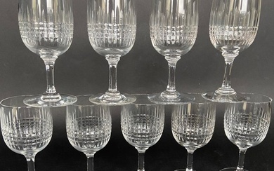 Baccarat - Rare and magnificent series of 9 glasses - Nancy model - Cut crystal