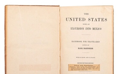 Baedeker, Karl. The United States with an Excursion into Mexico. Handbook for Travelers. Leipsic: Karl Baedeker, 1899. 19 mapas.