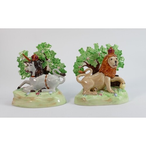 Beswick Lion and Unicorn models : Pair of Staffordshire Lion...