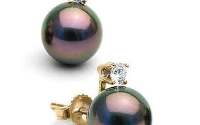 Black Tahitian Pearl and Diamond Glimmer Earrings