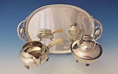 Blossom by Georg Jensen Sterling Silver Sugar and Creamer w/Tray 3pc Set