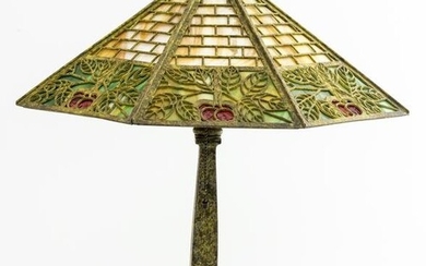 Bradley & Hubbard Cherry Slag Glass Table Lamp