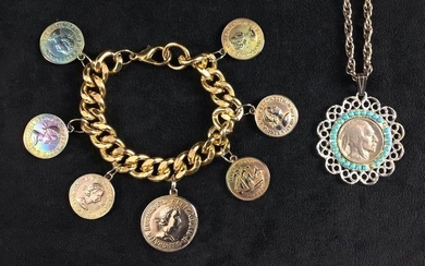British Coin Gratia Regina Vintage Bracelet