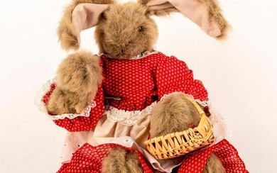 Brown Collectable Stuffed Rabbit Doll with Red Dress