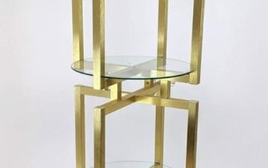 Brushed Gold Tone Aluminum Etagere Shelf Unit. 4 tier m