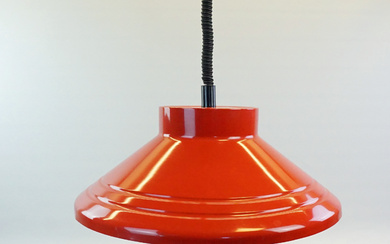 CARL THORE (SIGURD LINDKVIST, 1916-1999), Ceiling lamp, Granhaga Metallindutri, red lacquered plate, label marked.
