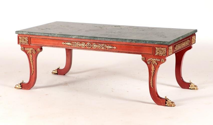 CARVED GILT MARBLE TOP TABLE FRENCH EMPIRE