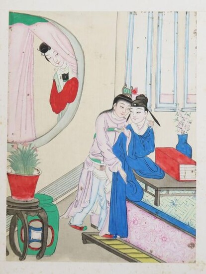 CHINE. Suite de 12 estampes chinoises érotiques. Sl, [XIX° siècle].
