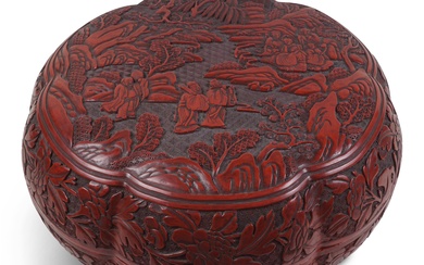 CHINESE CINNABAR LACQUER LOBED BOX AND COVER, POSSIBLY EARLY Width: 14 in. (35.6 cm.)
