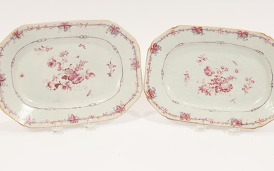 CHINESE EXPORT PORCELAIN DISHES, 18TH C, PAIR, W 9.75"