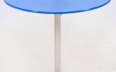 CONTEMPORARY ADJUSTABLE, PEDESTAL TABLE, TEMPERED GLASS
