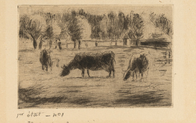 Camille Pissarro (1830 St.-Thomas-des-Antilles - Paris 1903) – Vaches dans les prairies d'Eragny prè