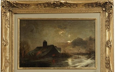 Carl Hilgers - a night landscape, German, 19th century