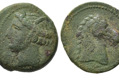 Carthaginian Domain, Sardinia, c. 300-264 BC. Æ (19mm, 5.45g). Wreathed...