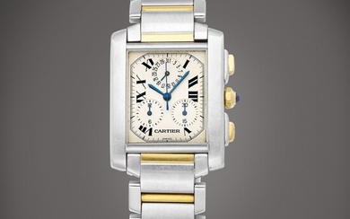 Cartier Tank Française, Reference 2303 | A yellow gold and stainless steel chronograph wristwatch with date and bracelet, Circa 2003 | 卡地亞 | Tank Française 型號2303 | 黃金及精鋼計時鏈帶腕錶，備日期顯示，約2003年製