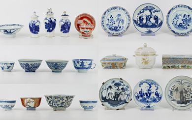 Cartone contenente numerosi oggetti in porcellana Cina e Giappone, secolo XVIII/XX (misure diverse)(lievi difetti)