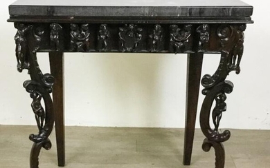 Carved Italian Marble Top Table