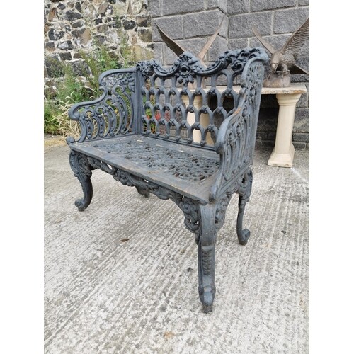 Cast iron two seater garden bench {87 cm H x 107 cm W x 39 c...
