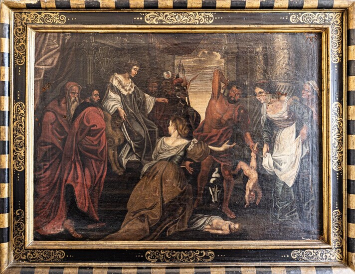 Cercle de Rubens, Le Jugement de Salomon 17ème siècle Huile sur toile, dans un cadre...