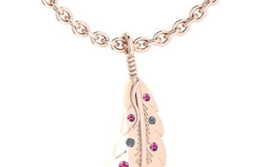 Certified 0.08 Ctw I2/I3 Pink Sapphire And Diamond 14K Rose Gold Victorian Style Necklace