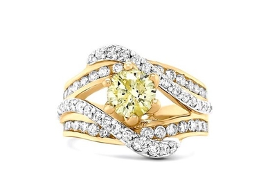Certified - 14 kt. Yellow gold - Ring - 1.84 ct Diamond