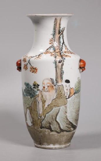 Chinese Artist Painted Porcelain Scholar's Vase