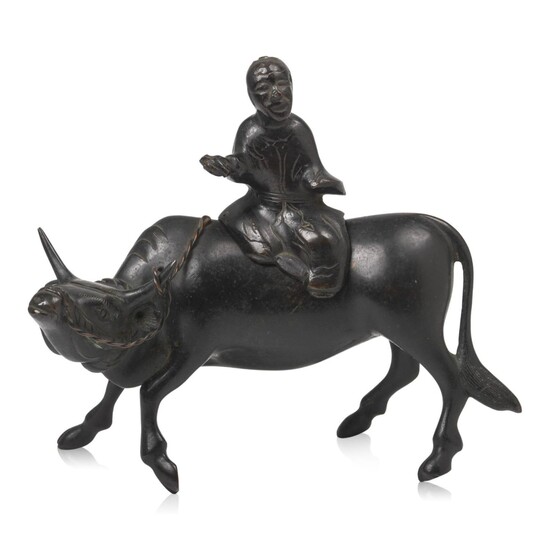 Chinese Bronze Figure of a Sage Riding an Ox