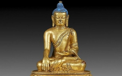 Chinese Gilt Bronze Manjushiri Buddha