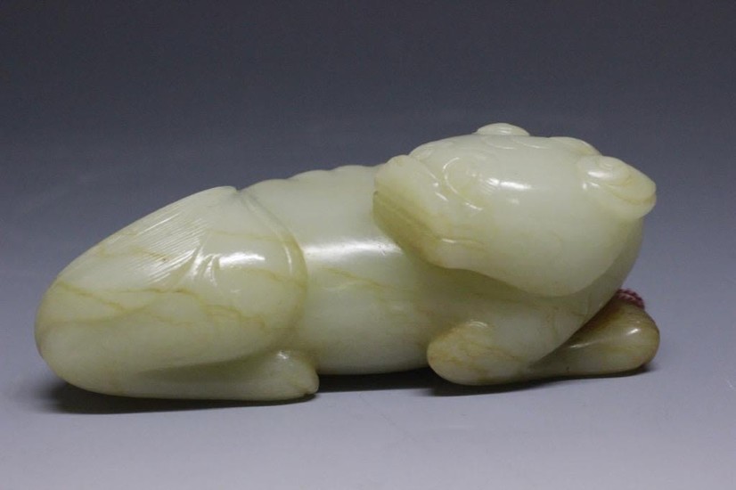 Chinese Hetian White Jade Carved Beast