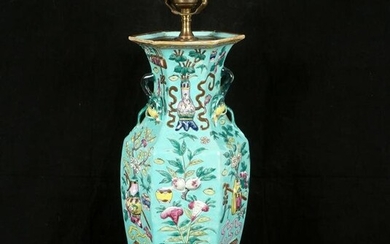 Antique Chinese Hexagonal Vase Mounted as a Lamp