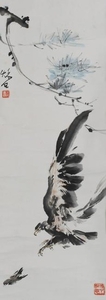 Chinese Painting of Eagle and Sparrow by Gui Bai
