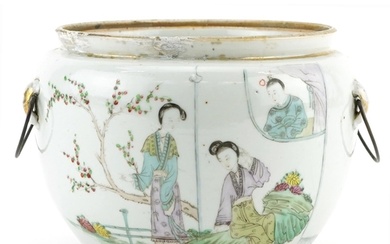 Chinese porcelain bowl with handles hand painted in the fami...