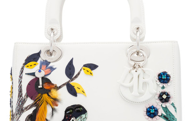 Christian Dior White Leather Bird, Frog & Bee Beaded...