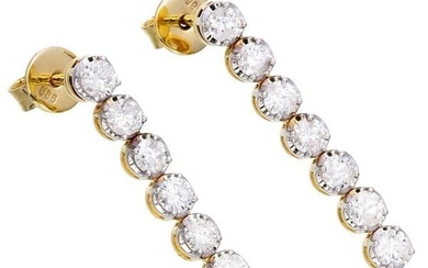 Classic Drops of Light Round Brilliant Diamond Earrings - 14 kt. Bicolour - Earrings - 1.18 ct Diamonds