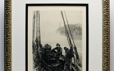 Colin Hunter Shaking the Nets etching signed