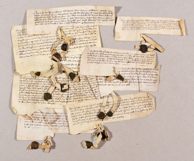 Collection of 20 deeds. End of 13th c.-14th c Various sizes, on vellum, in Latin,...