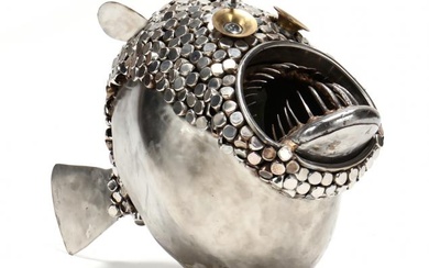 Contemporary Welded Metal Sculpture of an Anglerfish