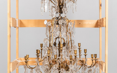 Crystal and Brass Electrified Chandelier