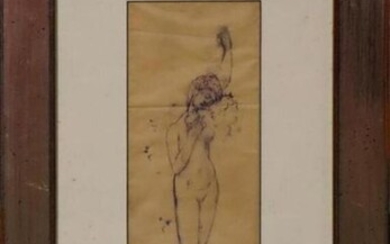DESVALLIERES George (1861 - 1950) « Étude de modèle » dessin sur papier calque signé en bas à droite - 28,5x10,5