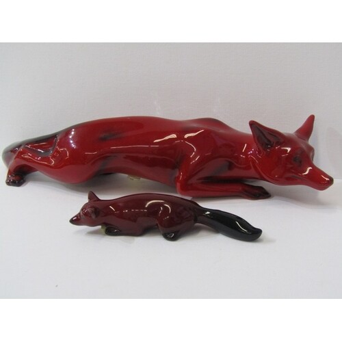 DOULTON FLAMBE, figure of sneaking fox 12" length, together ...