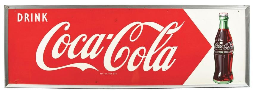 DRINK COCA-COLA SINGLE-SIDED TIN SIGN.