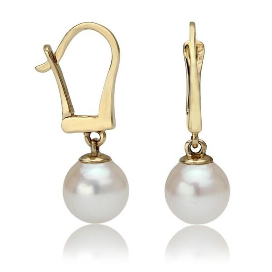 Dangle Pearl Earrings - 14 kt. Freshwater pearls - Earrings Pearl