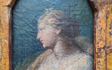 Dans le goût du XVIIe Portrait d'une femme Huile sur toile Haut. : 16 ;...