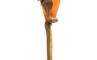 Daum Frères | GLASS TABLE LAMP 'SERPENT' WITH COBRA SNAKE