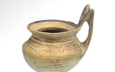 Daunian Terracotta Painted Pottery Jar with High Strap Handle