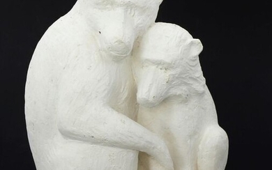David MESLY (1918-2004), sculptor - "Similitude", studio plaster showing 2 monkeys, family provenance. H 22 cm. Reproduced on page 30 in bronze, in the book dedicated to the artist, edited by Jean-Paul Villain. Michel Robert was born in Paris on 22...