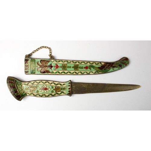Decorative cloisonne enamel dagger, circa late 19th to early...