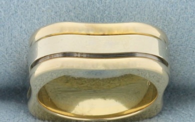 Designer Eros Unique Square Ring in 18k Yellow and White Gold
